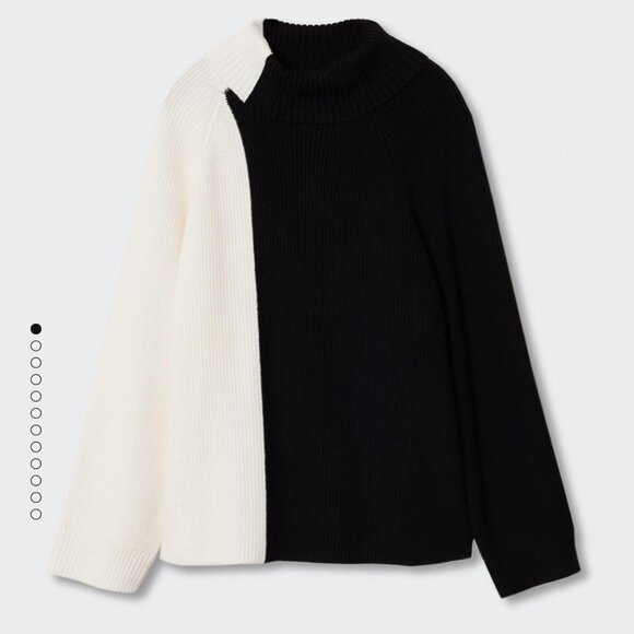 MANGO Two-tone Turtleneck Sweater M - Picture 1 of 7
